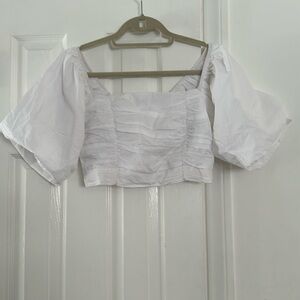 Gorgeous, white puffy sleeve off the shoulder Crop top